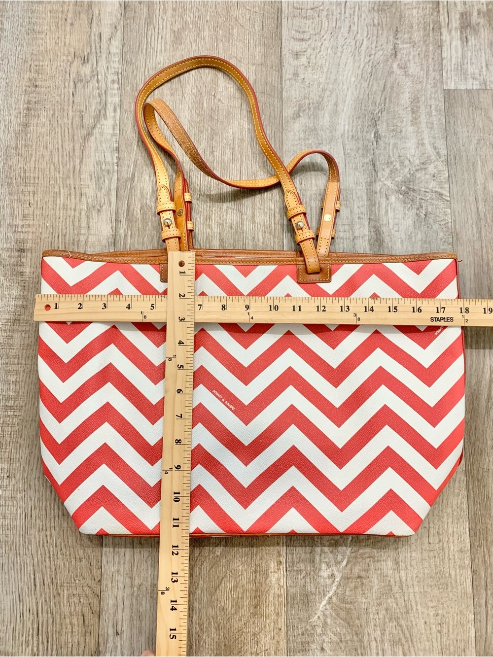 Dooney & Bourke Red Chevron Zip-Top Tote - Picture 12 of 14